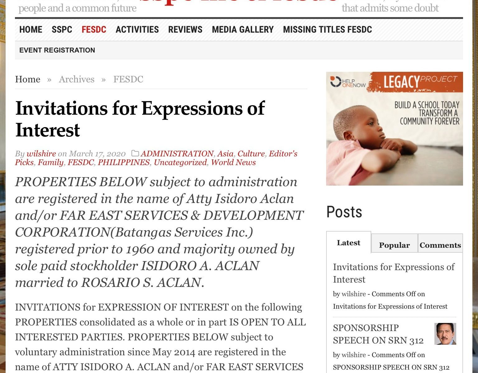 Invitation for Expression of Interest